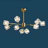 Minimalist Crystal Cube Pendant Chandelier With Gold Finish And Branch Design 9 /