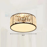Minimalist Crystal Drum Ceiling Lamp - Bedroom Flush Mount Light Black / 20.5’