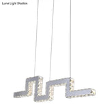 Minimalist Crystal-Encrusted Led Island Lamp Pendant - Stainless Steel