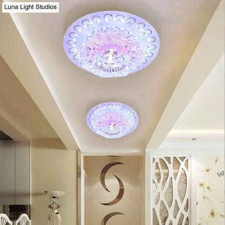 Minimalist Crystal Floral Led Flush Mount For Corridor Lighting