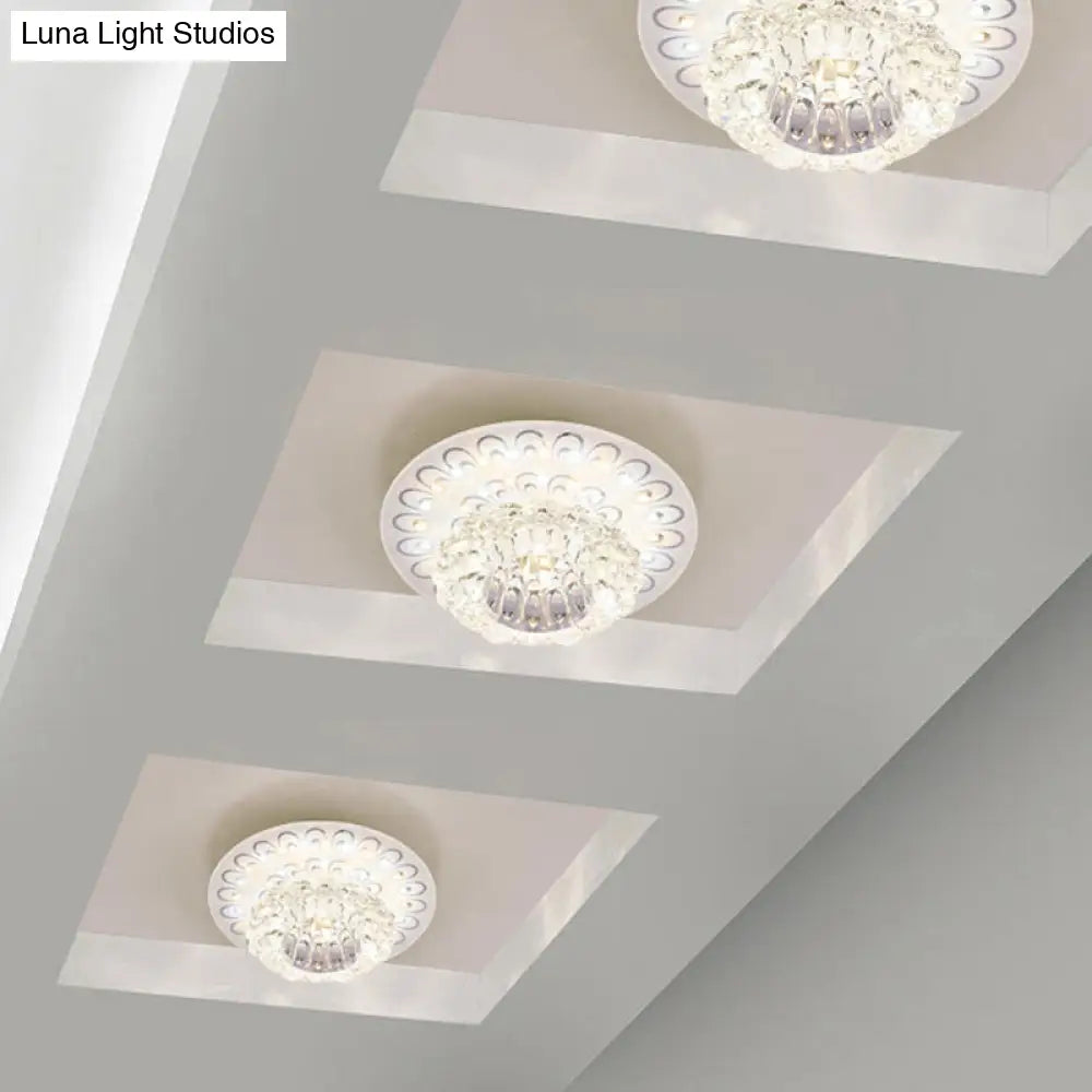 Minimalist Crystal Floral Led Flush Mount For Corridor Lighting