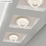 Minimalist Crystal Floral Led Flush Mount For Corridor Lighting