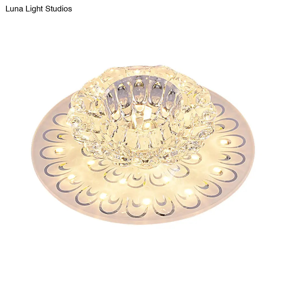 Minimalist Crystal Floral Led Flush Mount For Corridor Lighting