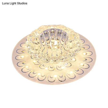 Minimalist Crystal Floral Led Flush Mount For Corridor Lighting