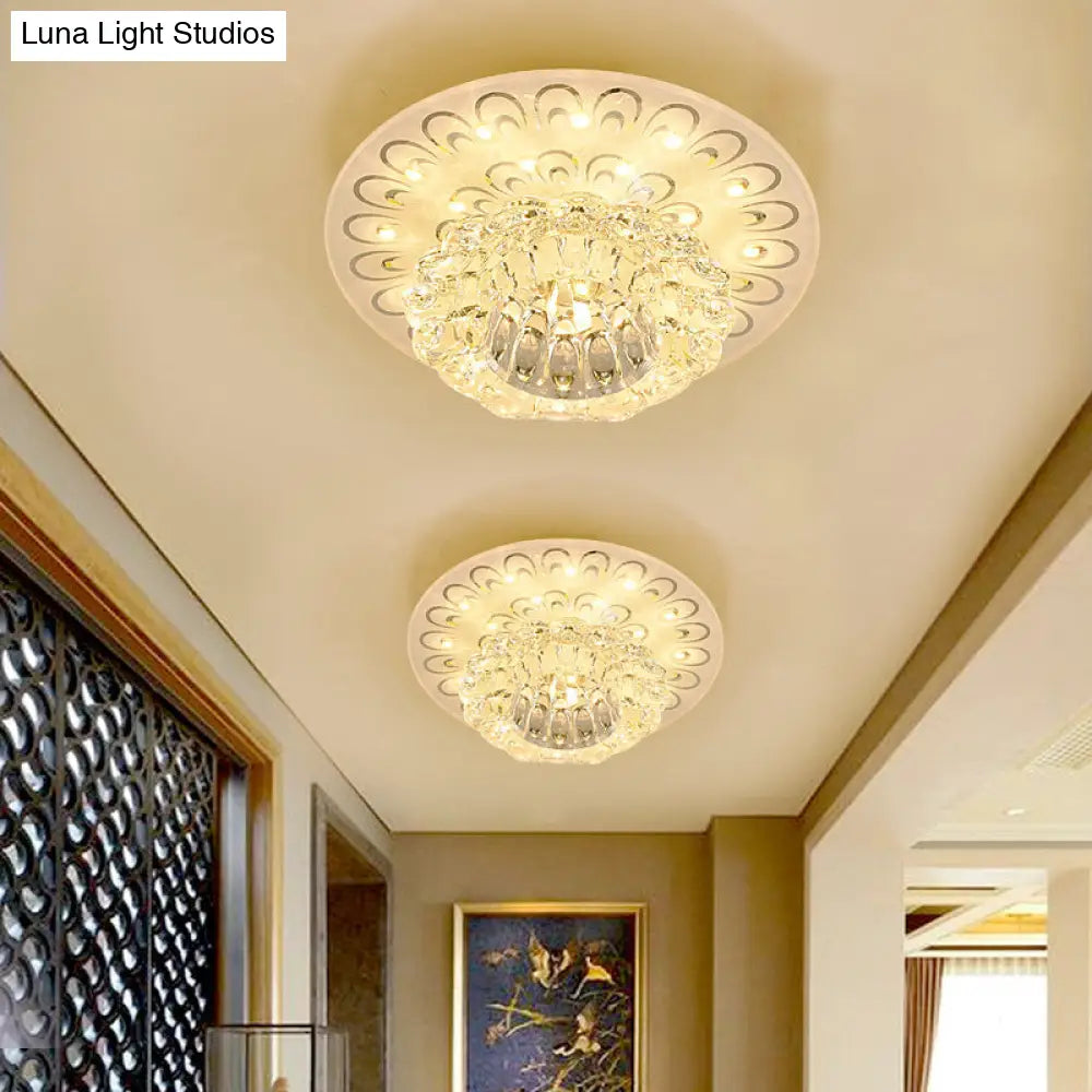 Minimalist Crystal Floral Led Flush Mount For Corridor Lighting