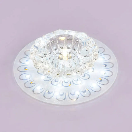 Minimalist Crystal Floral Led Flush Mount For Corridor Lighting Clear / White