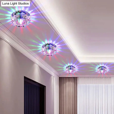 Minimalist Crystal Flush Ceiling Light Fixture: Elegant Floral Design For Living Room Spotlight