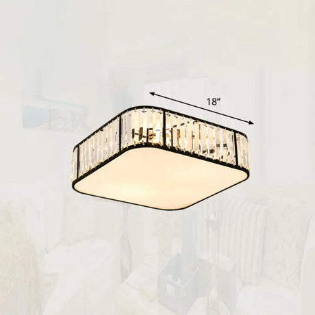 Minimalist Crystal Flush Mount Ceiling Light For Bedroom Black / 18’