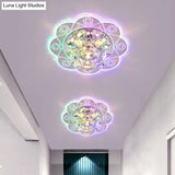Minimalist Crystal Flush Mount Lighting: Floral Led Fixture For Hallways Clear
