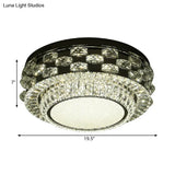 Minimalist Crystal Led Ceiling Light: Round/Square Flush Mount In Warm/White Light Chrome Finish
