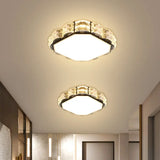Minimalist Crystal Led Flush Lamp In Black/White Black / Square Plate