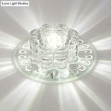 Minimalist Crystal Led Flush Mount Fixture For Hallway – Clear Flower Lighting