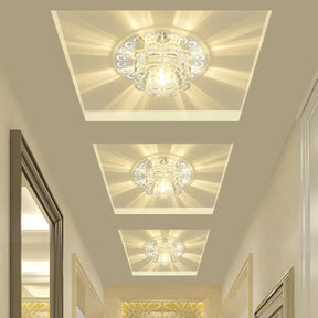 Minimalist Crystal Led Flush Mount Fixture For Hallway – Clear Flower Lighting / 5.5’ Warm