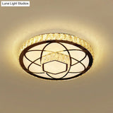 Minimalist Crystal Led Flush Mount Fixture With Stainless-Steel Geometric Design / Third Gear A