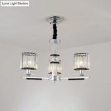 Minimalist Crystal Pendant Chandelier - 3 Heads Chrome Finish Dining Room Lighting