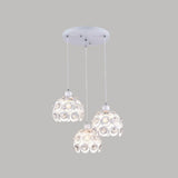 Minimalist Crystal Pendant Lamp With Hollowed-Out Dome Shape 3 / White 8’