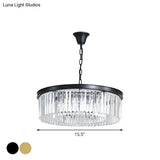Minimalist Crystal Pendant Light Fixture - Black/Gold Round Design (4/12/16 Bulbs) For Restaurant