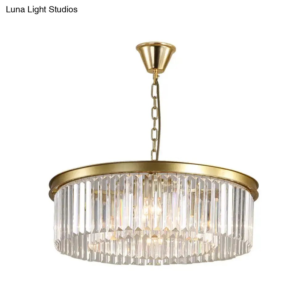 Minimalist Crystal Pendant Light Fixture - Black/Gold Round Design (4/12/16 Bulbs) For Restaurant