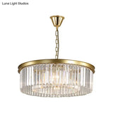 Minimalist Crystal Pendant Light Fixture - Black/Gold Round Design (4/12/16 Bulbs) For Restaurant