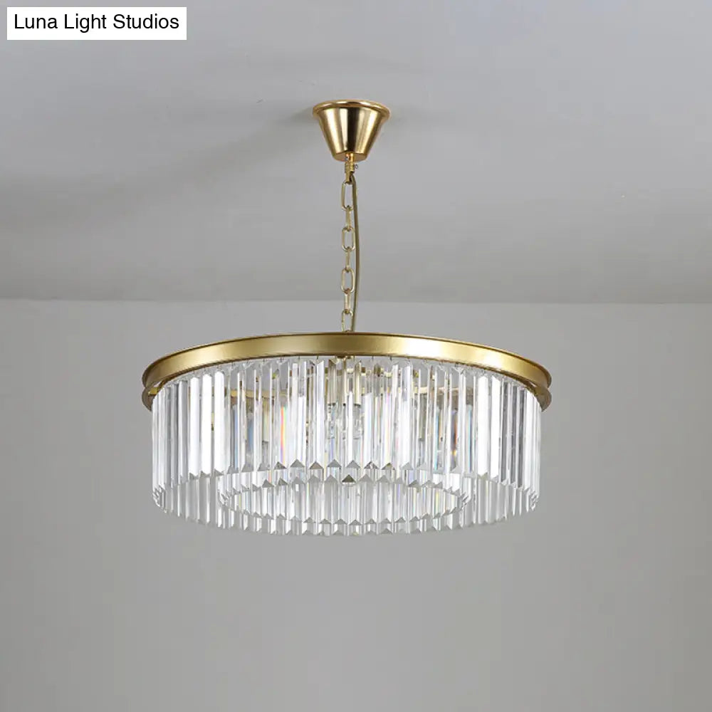 Minimalist Crystal Pendant Light Fixture - Black/Gold Round Design (4/12/16 Bulbs) For Restaurant