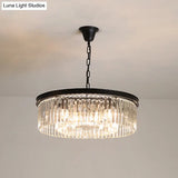 Minimalist Crystal Pendant Light Fixture - Black/Gold Round Design (4/12/16 Bulbs) For Restaurant