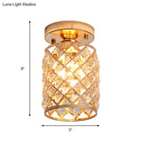 Minimalist Crystal Pineapple Semi - Flush Ceiling Light In Gold