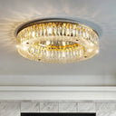 Minimalist Crystal Ring Flushmount Light - 8 - Bulb Ceiling Mount For Bedroom Clear
