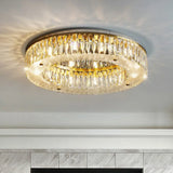 Minimalist Crystal Ring Flushmount Light - 8 - Bulb Ceiling Mount For Bedroom Clear
