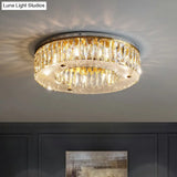 Minimalist Crystal Ring Flushmount Light - 8 - Bulb Ceiling Mount For Bedroom