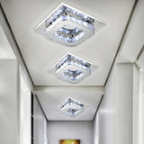 Minimalist Crystal Semi Flush Mount Led Lighting In Stainless Steel For Corridor Stainless-Steel / A