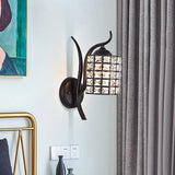 Minimalist Crystal Square/Rhombus Sconce: Black 1-Light Shade Wall Lighting Fixture / Square