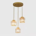 Minimalist Crystal Suspension Light For Staircase - Cylindrical Multiceiling Lamp 3 / Gold