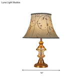 Minimalist Crystal Tapered Nightstand Lamp 1-Light Beige Bedroom Night Light With Base