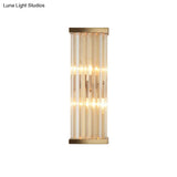 Minimalist Crystal Wall Sconce With 2 Bulbs For Living Room Lighting