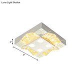 Minimalist Crystal Wavy Flush Led Light Fixture In White - Corridor Flower Pattern Mount Spotlight