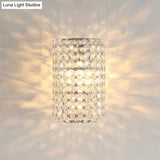 Minimalist Cylindrical Sconce Light Fixture With Clear Crystal Shade - Elegant Wall Lighting Idea