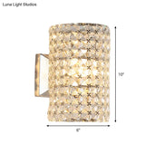 Minimalist Cylindrical Sconce Light Fixture With Clear Crystal Shade - Elegant Wall Lighting Idea