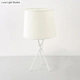Minimalist Drum Fabric Night Light: Black/White Table Lamp With Cross-Legged Design