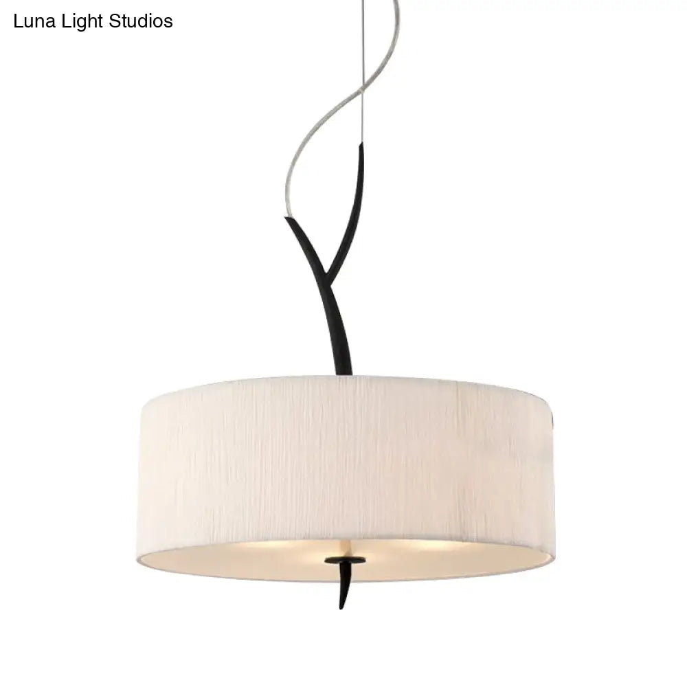 Minimalist Drum-Shaped Pendant Chandelier | 3-Head Fabric Ceiling Lamp White/Black Suspension