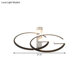 Minimalist Dual G - Shape Metal Led Ceiling Light In Warm/White Black Finish – 18’/21.5’ Wide