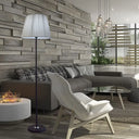 Minimalist Empire Shade Floor Lamp - Modern Fabric Standing Light For Living Room Grey