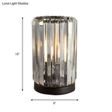 Minimalist Faceted Crystal 1-Head Nightstand Light - Dimmable Black Table Lamp For Living Room