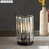 Minimalist Faceted Crystal 1-Head Nightstand Light - Dimmable Black Table Lamp For Living Room
