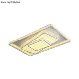 Minimalist Faceted Crystal White Ceiling Light Fixture - Led Flush Mount 19.5’/23.5’ W