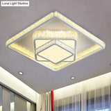 Minimalist Faceted Crystal White Ceiling Light Fixture - Led Flush Mount 19.5’/23.5’ W