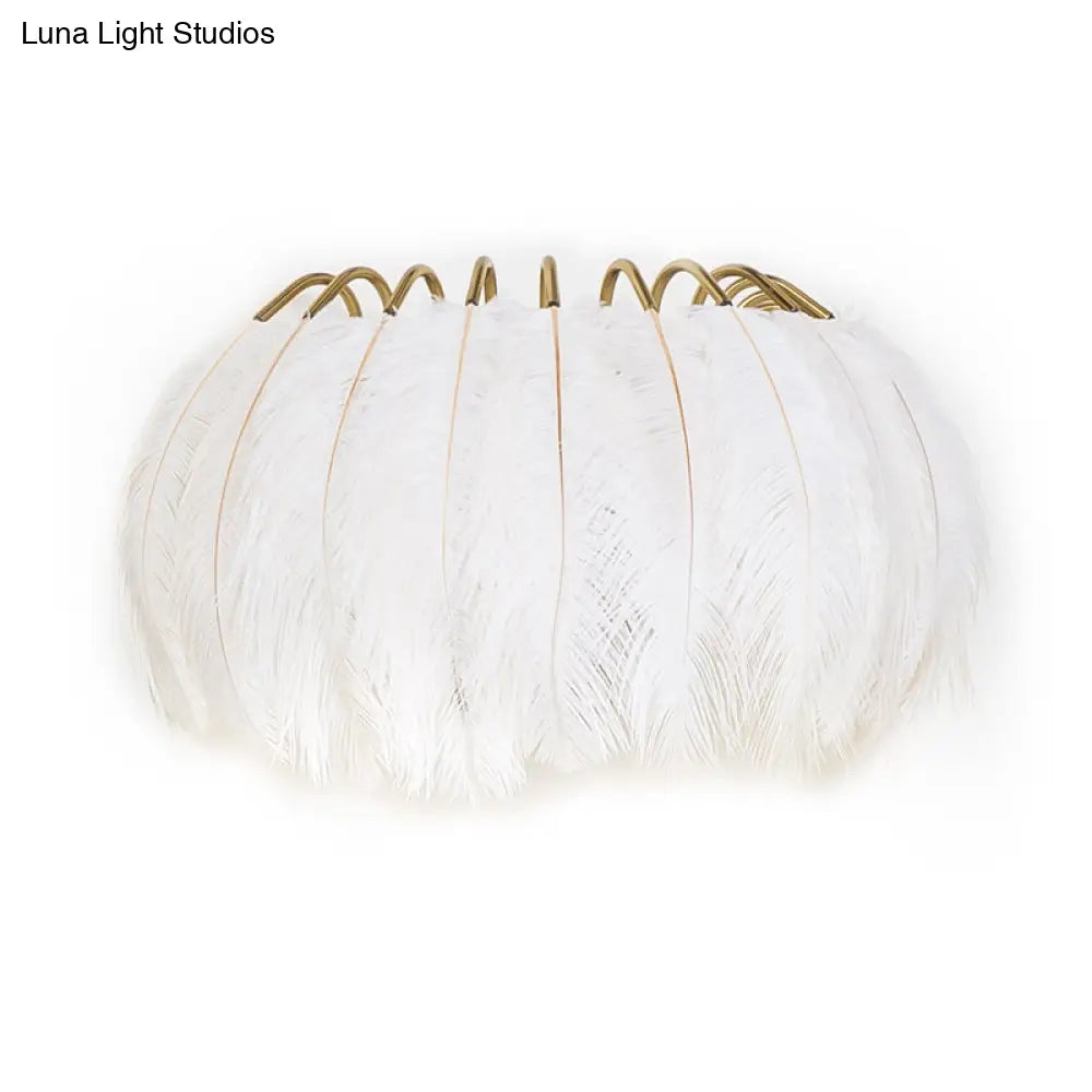 Minimalist Feather Shaded Wall Sconce Light Fixture For Living Room - Mount Lighting