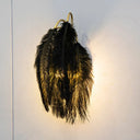 Minimalist Feather Shaded Wall Sconce Light Fixture For Living Room - Mount Lighting Black / Leaf