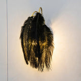 Minimalist Feather Shaded Wall Sconce Light Fixture For Living Room - Mount Lighting Black / Leaf