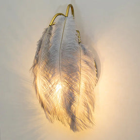 Minimalist Feather Shaded Wall Sconce Light Fixture For Living Room - Mount Lighting Grey / Leaf