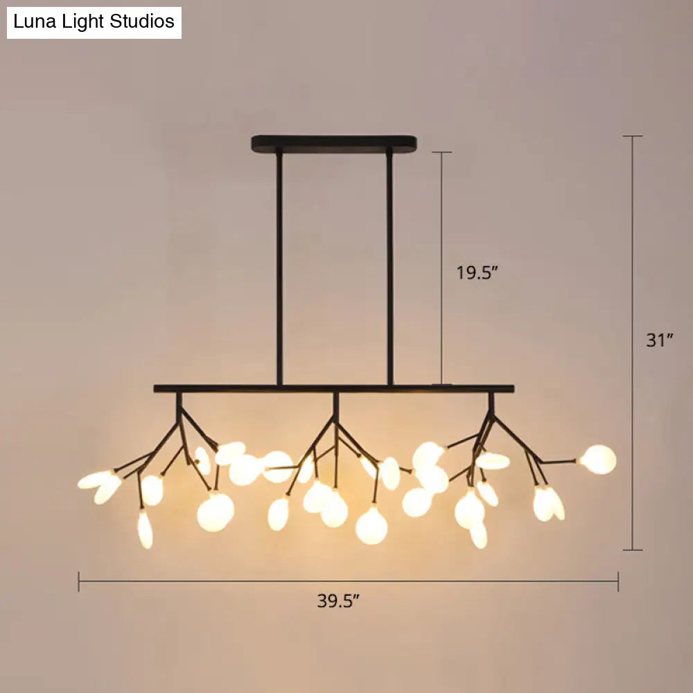 Minimalist Firefly Island Glass Lamp - 27-Bulb Suspended Lighting For Dining Room